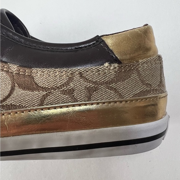 Coach Felix Women’s Slip On Sneakers Gold and Tan Size 10B - Picture 13 of 15